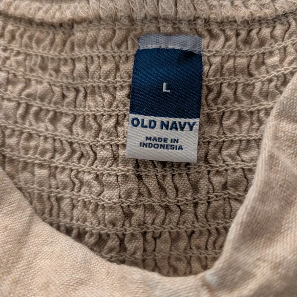 Old Navy Fit & Flare Linen-Blend Midi Dress Large Natural Linen - Picture 3 of 3